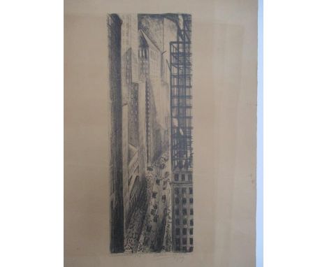 Adriaan Lubbers -'Broadstreet (82)', New York lithograph, signed, dated 1929 and titled , 21" x 15" overall, unframed 