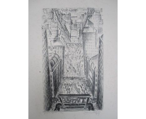 Adriaan Lubbers - 'Times Square (110)' lithograph signed and dated 1929, titled and numbered, 22" x 15" overall, unframed 