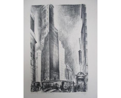 Adriaan Lubbers - 'Broadway at Times Square (45)', lithograph signed and dated 1929, titled and numbered, 22" x 15", overall,