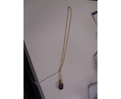 A 9ct gold chain and mount and amethyst pendant, total weight 6.26g 