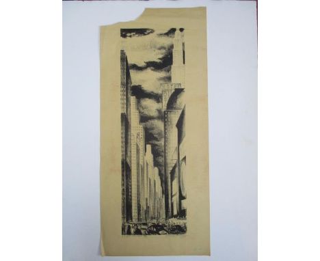 Adriaan Lubbers - 'Times Square, New York', limited edition lithograph 28/50, signed and dated 1944 and titled, 22 3/4" x 10"