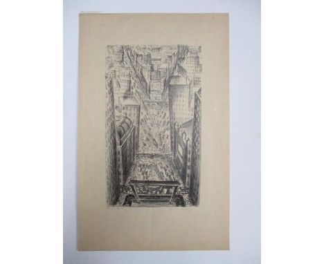 Adriaan Lubbers - 'Times Square (8)' lithograph signed, dated 1929 and titled, 21 1/2" x 13 1/2" overall, unframed 