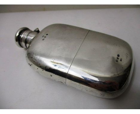 A Victorian silver hip flask by Colen Hewer Cheshire, Birmingham 1891 of cushion form with a hinged cap and detachable cup wi