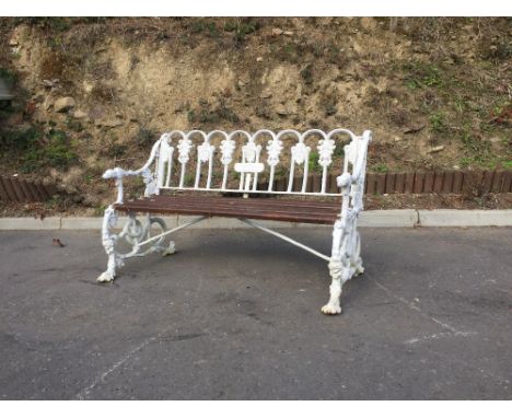 A rare Victorian Irish Provincial cast metal Garden Bench Seat, by James Stephens, Galway, with metal plate, the pierced and 