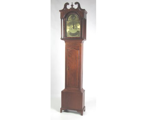 An attractive Irish 18th Century mahogany Grandfather Clock,  with brass dial by George Sikes, Carlow, the arched dial with c