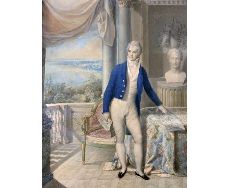 Attributed to John Russell (1745 - 1806)Watercolour: "Sir John Thomas Coghill, 2nd Bart, 1766 - 1817," Full length Portrait, 