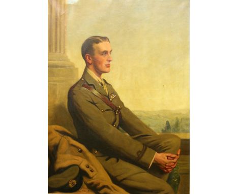 John St. Helier Lander, (1868 - 1944)A half length Portrait "Flight Commander Colin Ray Mac Kenzie, DSO, R.N.A.S. - Coix de G