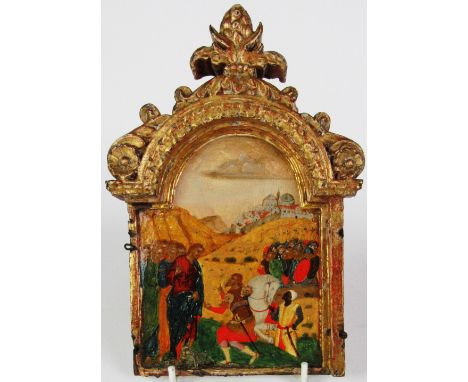 Late 15th / early 16th Century Italian or Greek School?"The Miracle of Christ and the Centurion's Servant," tempera on panel,