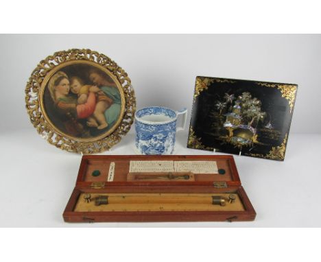A fine 19th Century Navigational Side Rule, by W.H. Harling, London, in original mahogany box with inset brass panel inscribe