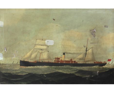 19th Century English SchoolA good Ship Portrait, "A large Steam Ship, Out of Belfast,? inscribed 'W.C. Mitchell' with other y