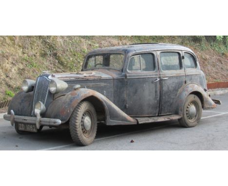 Barn Find: A 1939 Vauxhall 25 Saloon Car, Reg. No. ZD 1052, Black and Chrome Body, original lamps etc., with sliding roof, le