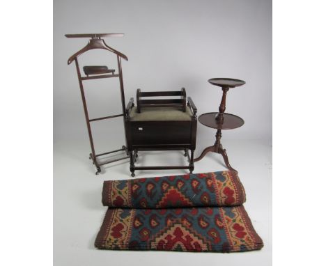 A 19th Century mahogany Wash Stand, an Edwardian Piano Stool; a small two tier circular Dumbwaiter; and four other items of F
