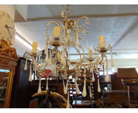 A five branch tear drop chandelier