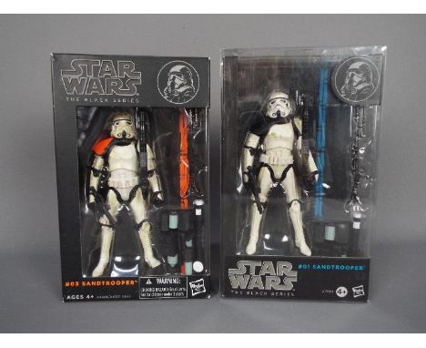 Star Wars, Hasbro - Two boxed Hasbro Star Wars 'The Black Series' 6" action figures, including #03 Sandtrooper (with orange s