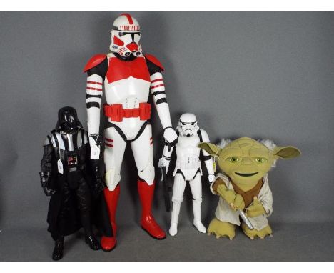 Underground Toys - Jakks Pacific- 4 x figures, a 15" talking Lightsaber Battle Yoda action plush figure, an 18" Storm Trooper