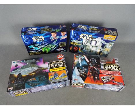 Hasbro - Ideal - A collection of 4 x boxed Micro Machines sets including # 66547 Podracer Launchers, # 79003 Darth Maul Theed