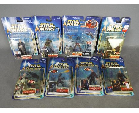 Hasbro - A collection of 8 x unopened carded Attack Of The Clones figures including Clone Trooper, Obi-Wan Kenobi, Jango Fett