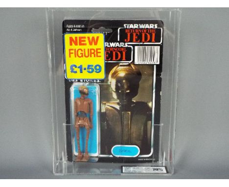 Star Wars, Palitoy - A rare Palitoy 1985 Star Wars ROTJ Tri Logo 'EV-9D9' 3 3/4"action figure. This figure one of the 'Last 1