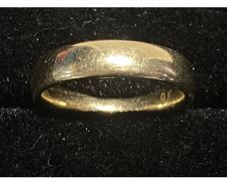 A 9ct gold band ring size L1/2  1.13g