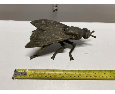 A large brass fly form trinket box L20cm