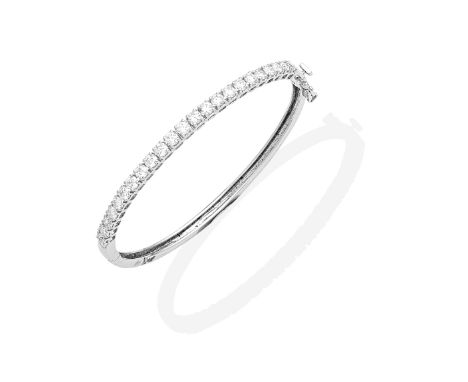 DIAMOND-SET BANGLEThe hinged bangle set to the front with brilliant-cut diamonds,   diamonds approx. 3.00cts total, inner cir