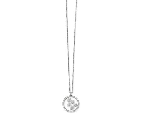 CHOPARD: 'HAPPY SNOWFLAKES' DIAMOND PENDANT/NECKLACEThe brilliant-cut diamond circular plaque with glazed compartment to reve