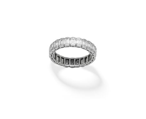 DIAMOND ETERNITY RINGSet throughout with step-cut diamonds,  diamonds approx. 2.15cts total, ring size approx. N½ For further