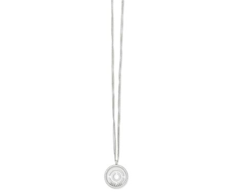 CHOPARD: 'HAPPY DIAMONDS LABYRINTH' DIAMOND PENDANT/NECKLACEThe brilliant-cut diamond circular plaque with glazed compartment