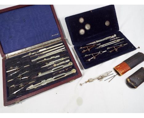 Three vintage cased drawing sets - (3)