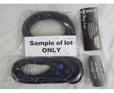 Approximately 19 IMG Stage Line XLR to inline jack audio cables and 10 IMG Stage Line speaker cables, all new and unused