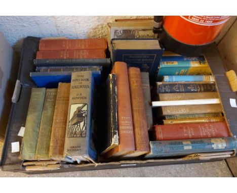 A box containing a selection of assorted antiquarian and vintage hardback books - various bindings and condition