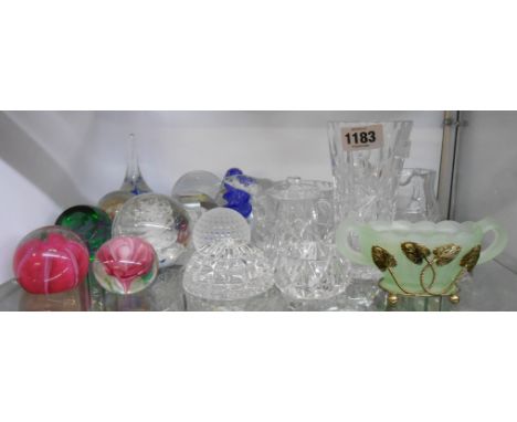 A quantity of paperweights and other glassware including Caithness, Webb, etc.