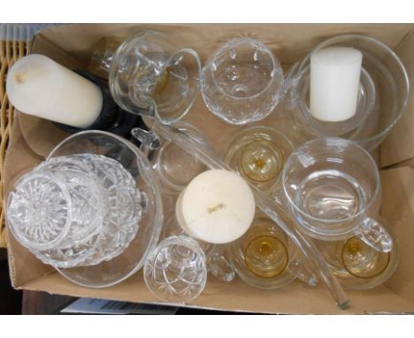 A box containing a quantity of assorted cut and other glassware including punch cups and ladle, Dartington glass bon bon dish
