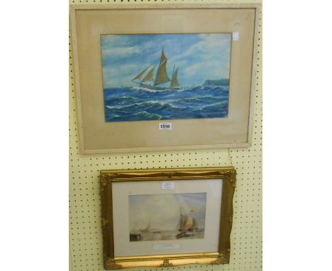 C.M. Godfery: A vintage framed watercolour entitled 'Off Brixham' - signed and with details verso - sold with a gilt framed c