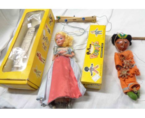 A vintage Pelham Puppet Cinderella in original box - sold with a Jumpelle model Indian Girl in original box
