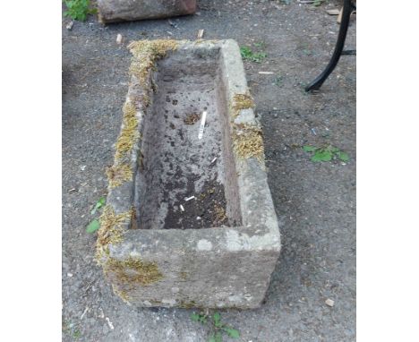 A 78cm granite oblong trough planter