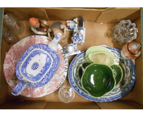 A box containing a quantity of assorted ceramic and glass items including Spode Italian teapot, etc.