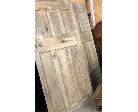 A pair of old stripped pine six panel doors - 90cm X 2.12m