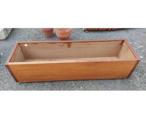 A 93cm modern oiled oak garden planter