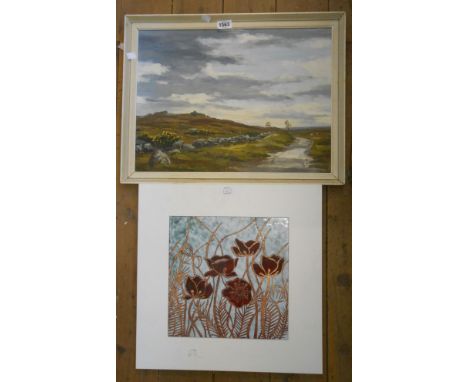 Robert Egginton: a framed oil on board entitled 'Near Widdicombe' signed - sold with R. Holden: a framed watercolour winter l