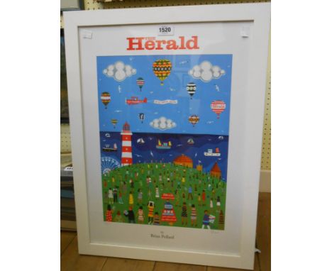 Brian Pollard: a framed signed limited edition coloured advertising print for The Herald newspaper - 174/500