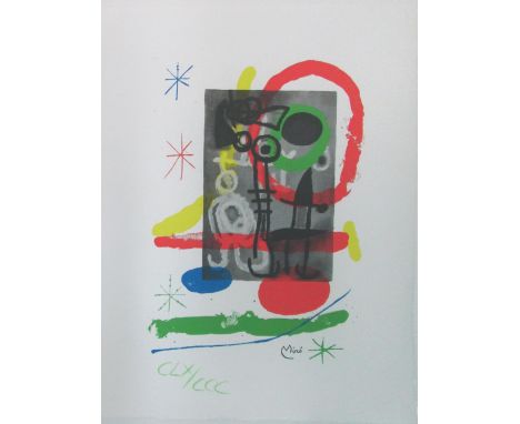 JOAN MIRO (Spanish, 1893-1983) 'Abstract', lithograph in colours, 39cm x 49cm, published by Poligrafa, numbered CLX/CCC, sign