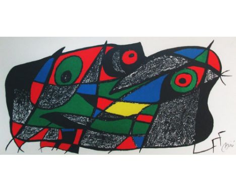 JOAN MIRO (Spanish, 1893-1983), 'Miro Sculpture', lithograph in colours, 20cm x 40cm, framed and signed in the plate. (Please