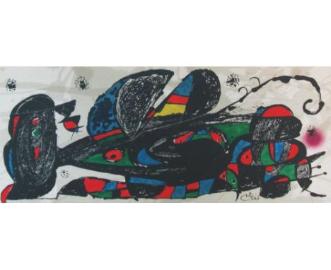 JOAN MIRO (Spanish, 1893-1983), 'Miro sculpture - Iran', lithograph in colours, 20cm x 40cm, signed in the plate and framed. 