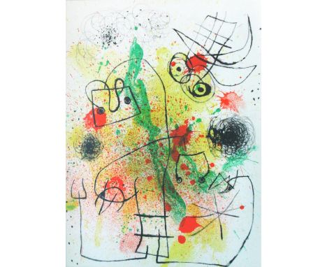 JOAN MIRO (Spanish, 1893-1983), 'Untitled' lithograph in colours printed by Maeght 1967, 37cm x 27cm, framed.
