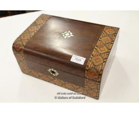 *VICTORIAN BURR WALNUT LETTER/VANITY BOX &amp; MOTHER OF PEARL INLAY (NO KEY) [LQD79](LOT SUBJECT TO VAT)