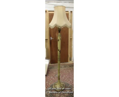 A Chinoiserie decorated standard lamp with shade.