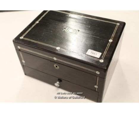 *ANTIQUE WRITING BOX WOOD INLAID MOTHER OF PEARL WITH DRAWER [LQD79](LOT SUBJECT TO VAT)