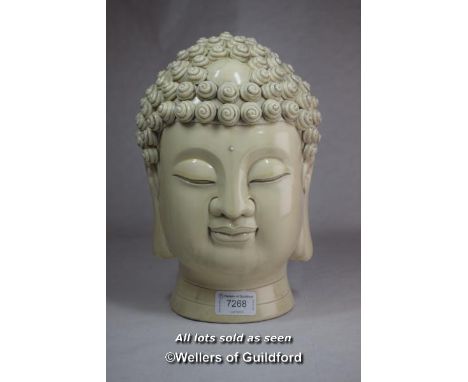 A Chinese blanc-de-Chine portrait bust of Buddha, impressed mark, 27cm