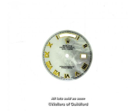 *Rolex dial, Oyster Perpetual Day-Date mother of pearl watch dial, with Roman numerals, 29mm (Lot subject to VAT)